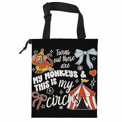 Coquette Bow Funny Car Garbage Bag Canvas Trash Can | Turns Out These Are My Monkeys Drawstring Car Trash Bag Hanging for Back Seat with Adjustable Buckle