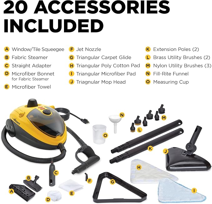 Wagner Spraytech 925e Elite Multipurpose Steam Cleaner, 20 Accessories | Elite steam cleaner includes 20 accessories for chemical-free whole home cleaning on hardwood, tile and other surfaces.