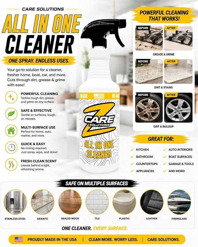 Home Cleaning Kit by ZCare Solutions Hard Water Remover, All in One Cleaner, & Odor and Stain Remover Bundle for Homes, Kitchens, Bathrooms, Bedrooms, and more