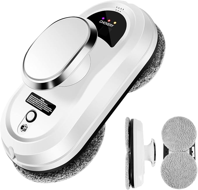 CHOVERY 3000Pa Corded Window Cleaner Robot with Remote Control | Window Cleaning Robot with 3.0AI Path Planning Glass Cleaning Robot for Framed Windows/Tiles/Class Door