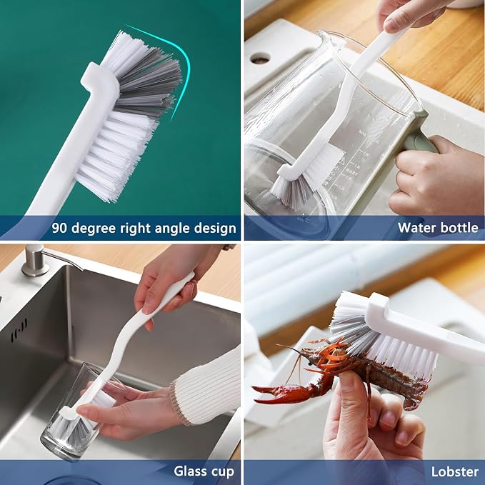CRAFNEW 13Pcs Small Cleaning Brush, Brushes for Cleaning | Long Handle Household Cleaning Tool Suitable for Cups, Bottles, Teapots, Corners, Sinks, Faucets, Toilets