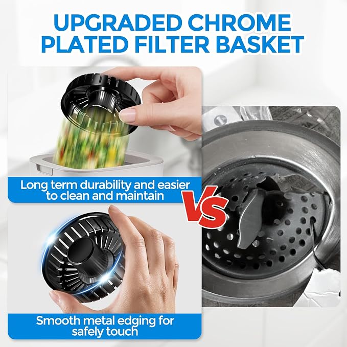 zaa 3 in 1 Kitchen Sink Drain Strainer Stopper Removable Basket Pop-Up | Kitchen Sink Accessories 1 Pack Brushed Black Stainless - Food Catcher, Odor-Blocking Seal, Fits 3.5" Drain