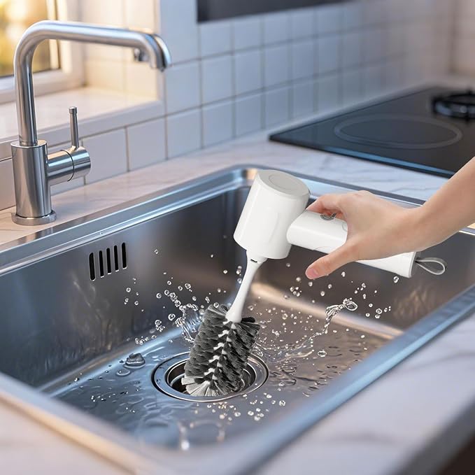 Electric Spin Scrubber, Cordless Handheld Brush, 2 Speeds | 4 Attachments1500mAh Battery IPX7 Waterproof 120-Min Runtime for Kitchen Bathroom Stovetop Glass Car
