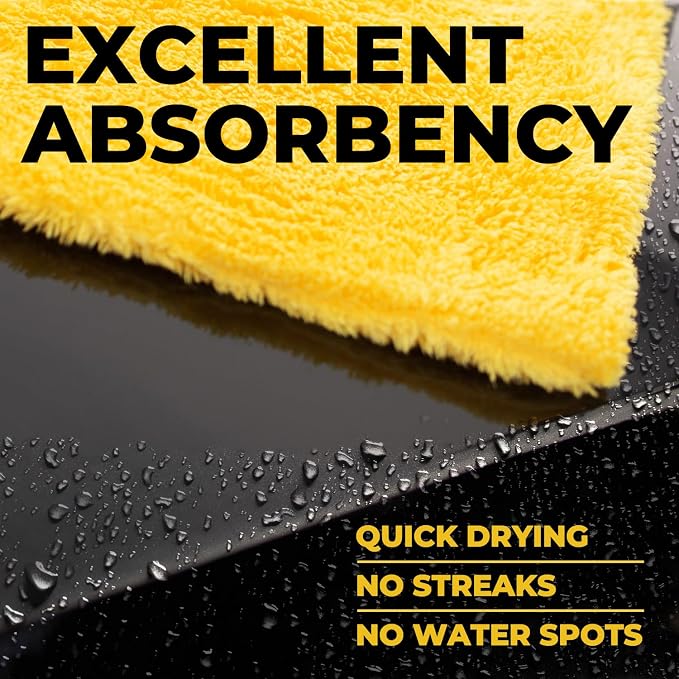 Edgeless Microfiber Car Towels – 6pk(12”x12”) – Soft & Scratch-Free Towels | 540 GSM - Great for Drying, Detailing, Polishing, Buffing - Ultra Absorbent Microfiber Cleaning Cloths for Car