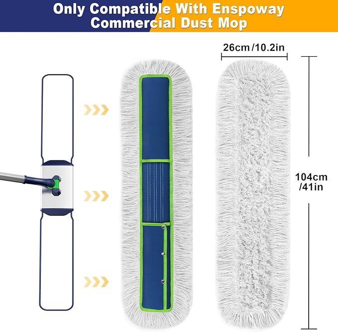 41" Commercial Dust Mop Replacement Pads Refills | Reusable Washable, Industrial Cotton Head, for Janitors Warehouse Gym School Floor Cleaning, Only Fit for B0FN7JTZDK