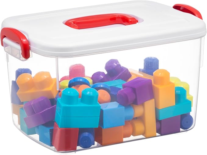 Tribello Clear Plastic Storage Bins with Lids and Handle Stackable Storage Bins, 9 Quarts