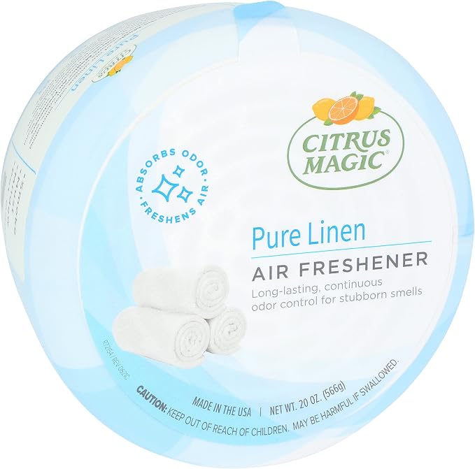 Citrus Magic Solid Air Fresheners, Pure Linen, 20 Ounce, Pack of 2 | Odor Absorbing, Passive Diffusion, Odor Elimination Up to 12 Weeks Each, Ideal for Home
