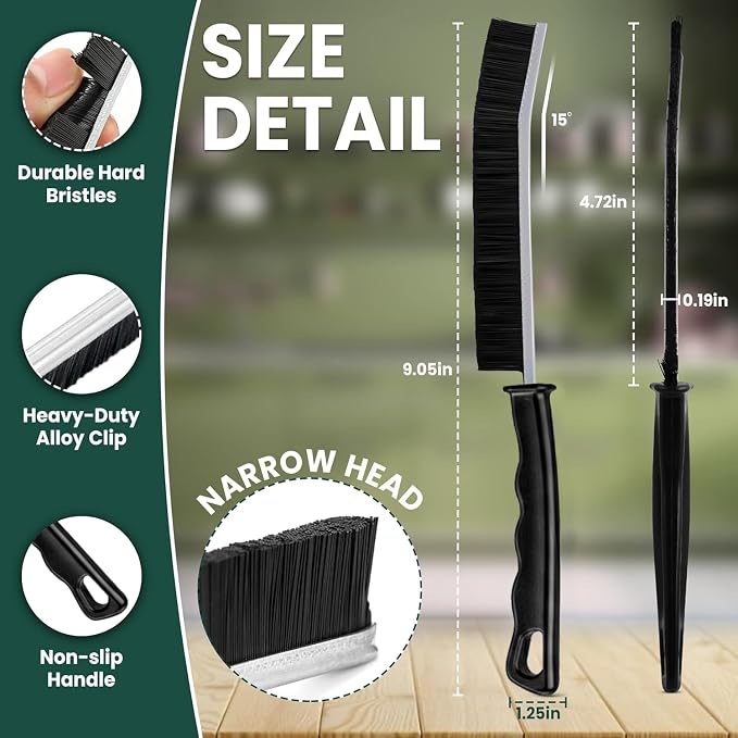 Crevice Cleaning Brush Set 6Pcs Hard Bristle Tools for Narrow Spaces | Grout Scrub Brush for Tile Floors, Bathroom, Shower, Window Tracks & Kitchen Cleaning, Ideal brush for Gaps and Tight Areas.