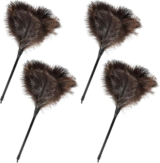 Ostrich Feather Duster-14.9 Inch Mini Natural Feathers Dusters with Plastic Handle Reusable Handheld for Cleaning Supplies Home Car Office(4pcs)