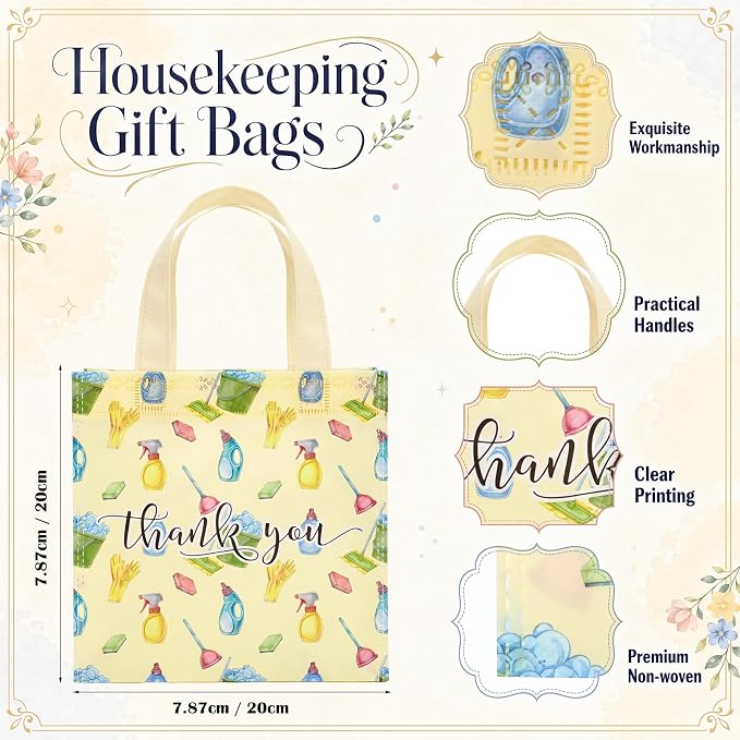Tallew 36 Pcs Housekeeping Appreciation Week Gifts Housekeeping Bag Bulk | Thank You Bag Reusable Non Woven with Handle for Housekeeping Appreciation Gift Housekeeper Custodial Cleaning Staff Evs