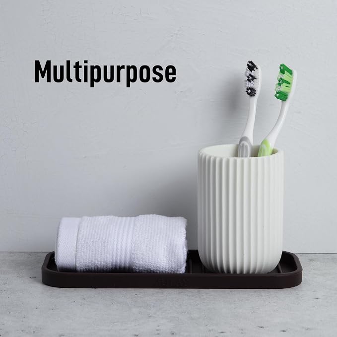 Zulay Kitchen (9x3.5 Silicone Sponge Holder for Kitchen Sink - Flexible Multipurpose Soap Tray Sponge Holder - Sink Organizer Tray for, Bathroom, Makeup, Trinkets & More (Chocolate)