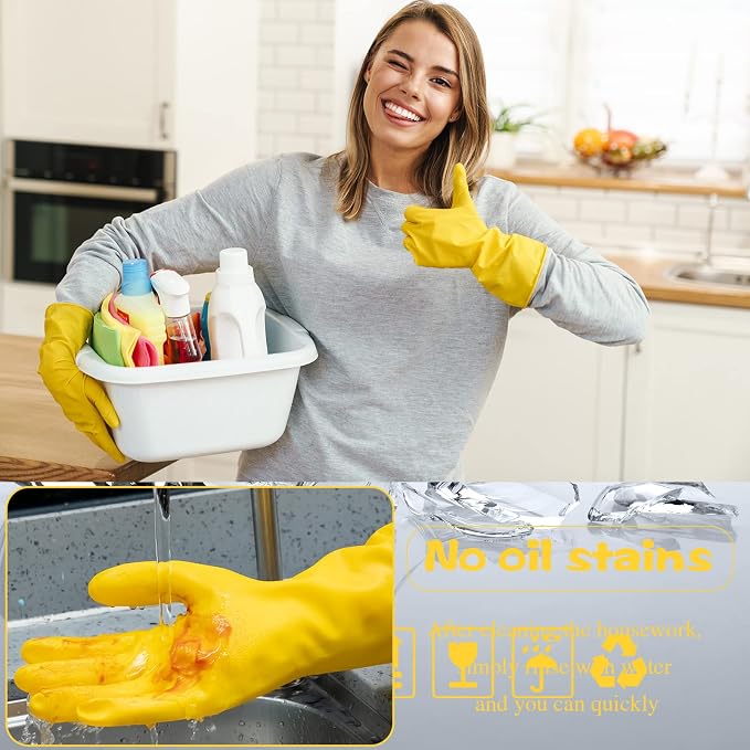 Rubber Reusable Gloves Long Household Dishwashing Gloves Kitchen Cleaning for Dishes Clean Gardening