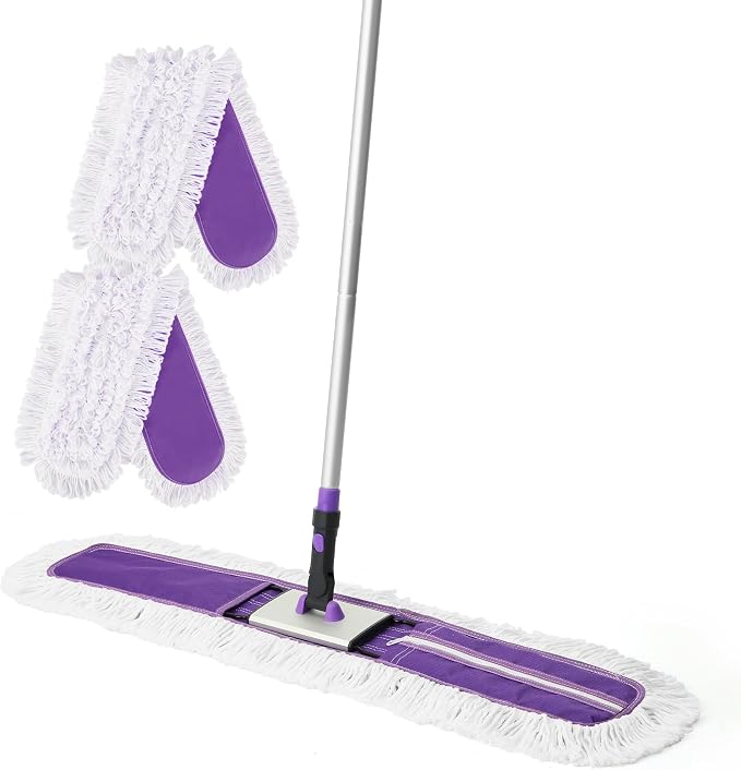 Yocada 36 inch Commercial Dust Mop Industrial Floor Mop 59 Inch Long | for Cleaning Office Garage Hardwood Warehouse Factory Mall Deck Total 2 Pads