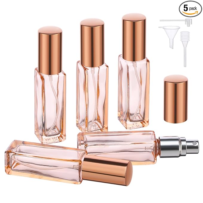 Segbeauty Portable Mini Perfume Atomizer Bottle, 5pcs Empty Refillable Cologne Spray Bottles, 10ML Small Travel Glass Perfume Bottle Fine Mist Sprayer Scent Pump Case for Cologne Fragrance