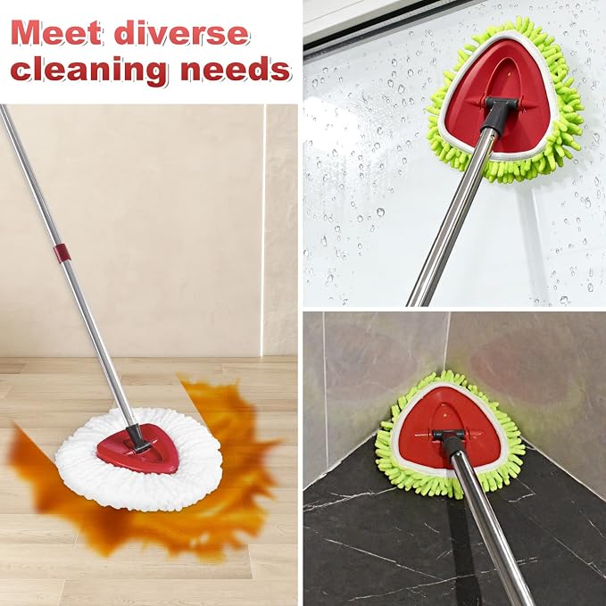 Spin Mop Replacement Head Base Handle, 4-Section 30-to-58 inch Mop Replacement Stick Compatible with Ocedar Handle for Easy Wring Mops Refills 6 Pack