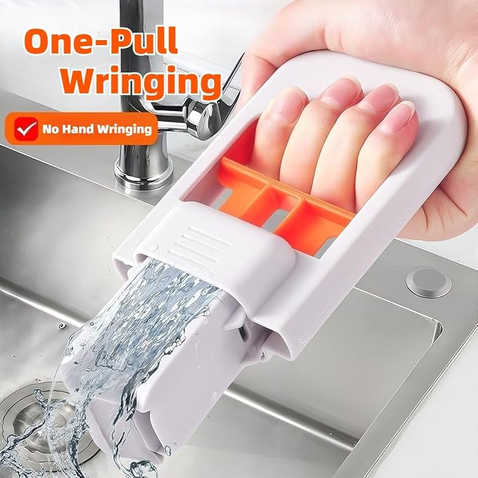 Press Grip Mini Mop with a Mini Foldable Desktop Mop, Zero-Touch Gap Dust Cleaner with 39in Stick & Clip On Locking Head, Dry Wet Disposable Dust Mop for Kitchen Wall Bathroom Toilet Corners