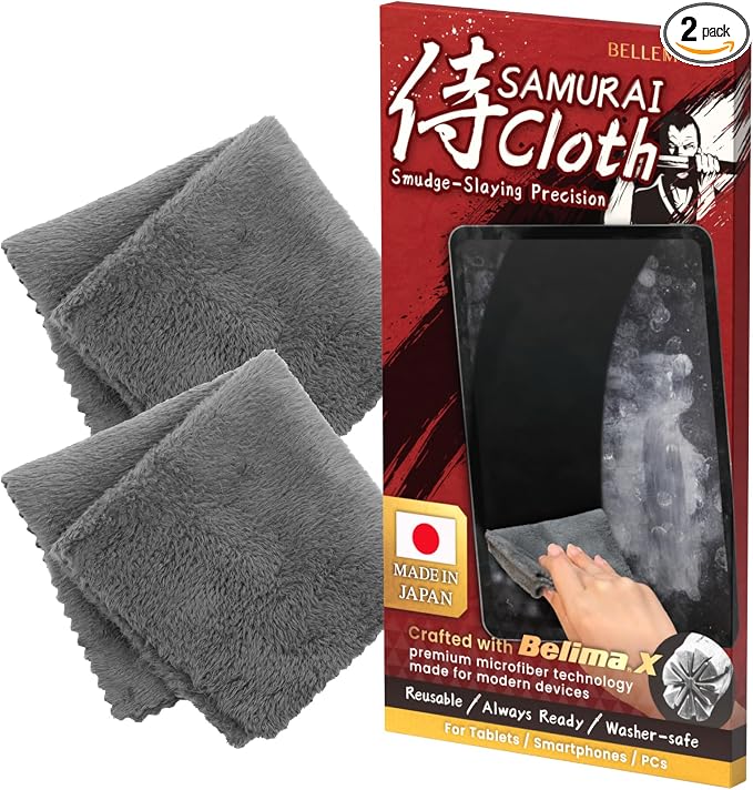 BELLEMOND 「Samurai Cloth」 Japanese Microfiber Cleaning Cloth, Small 2 Pack | Made in Japan, Washable and reusable, Lint-free cleaning, Ideal for phones, glasses, lenses and small screen