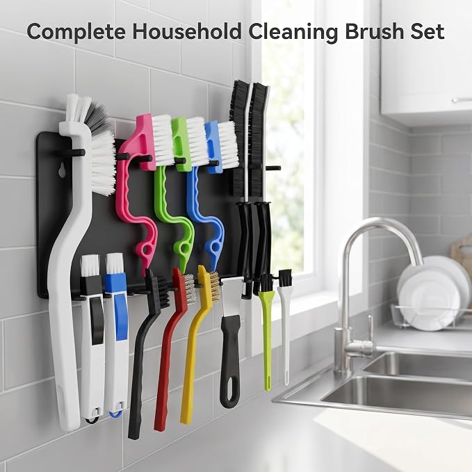 14Pcs Small Crevice Cleaning Brush Set, Hard Bristle Cleaning Tool, Multi-Purpose Cleaning Brushes for Kitchen, Bathroom, Corner, Sink, Cup, Grout, Tight Spaces