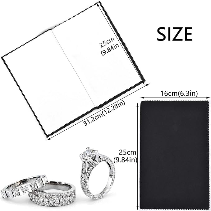 SEVENWELL Silver Polishing Cloth, 2PCS Large Jewelry Cleaning Cloths | Dual-Layer Cleaning, Large 10" × 12", Reusable, Removes Tarnish, Restores Shine, For Sterling Silver, Gold & Platinum