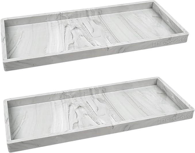 Spacewiser Silicone Countertop & Vanity Bathroom Tray – 2 PC 11.7" | Bathroom Tray Set, Bathroom Tray Countertop, Bathroom Counter Tray, Dish Soap Kitchen Tray & Bathroom Organizer Countertop