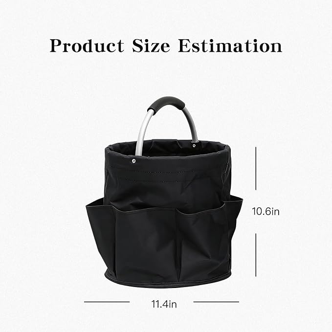 Tool Bucket Organizer 2-Pack, 17L Foldable Cleaner Caddy with 6 Pockets，Handle for Garden、Family and Bathroom, Can Also be Used as a Beach Basket or Shopping Basket，Black+Navy Blue