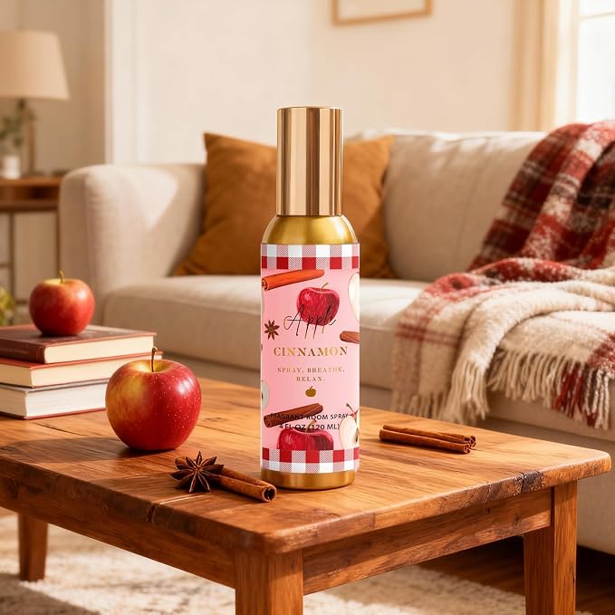 Room Spray, Bright Vanilla, Cinnamon Apple, Fir Breeze, Each 4 fl oz | Air Freshener for Home, Long-Lasting Odor Eliminator for Bathroom and Office, 3 Pack