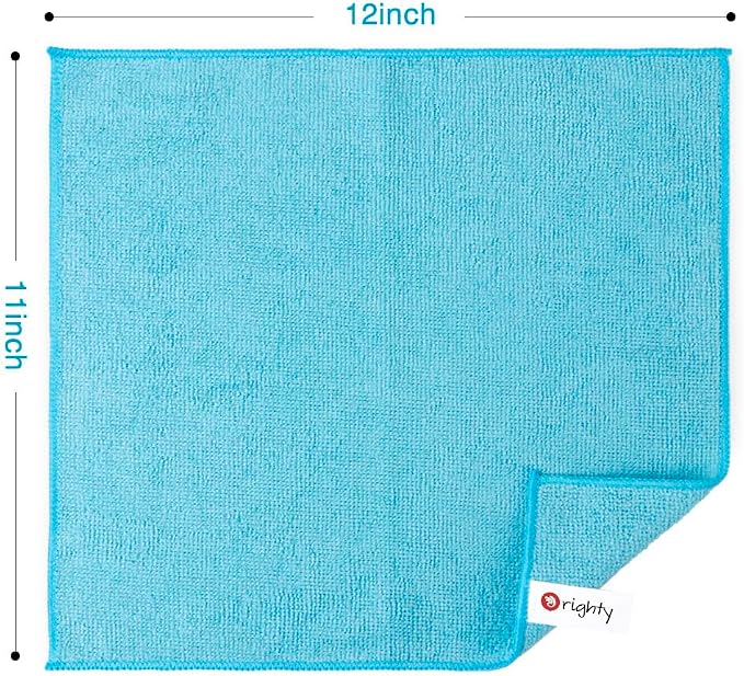 Orighty Microfiber Cleaning Cloth, Cleaning Rags, 12 Pack, 12x11 in, Blue | Microfiber Towels for Cars, Soft Highly Absorbent Rag, Lint Free Cloths for Car Care, House, Kitchen