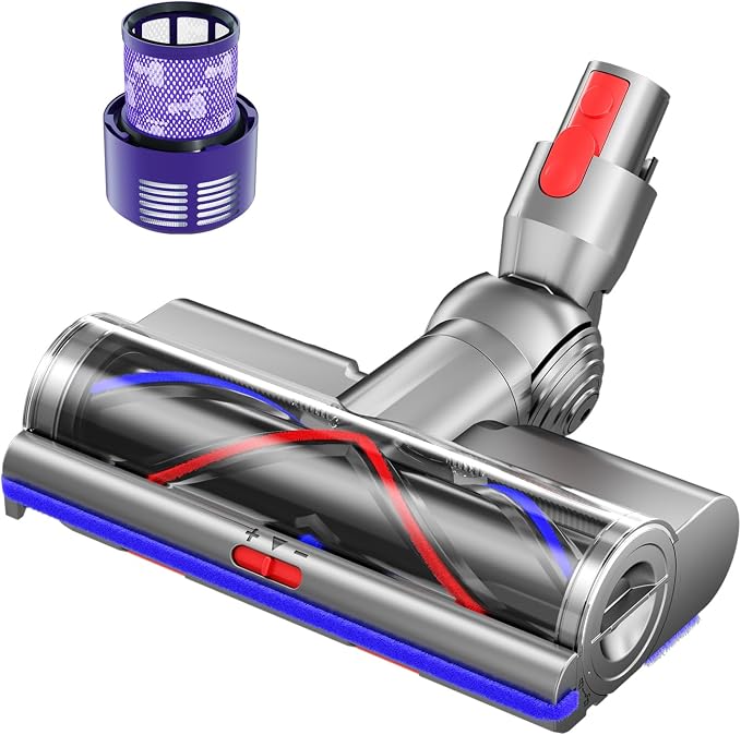 Nukisa Anti-Tangle Replacement Vacuum Head Compatible with Dyson V10 Vacuum | V10 Cordless Vacuum, Includes Motorized Brush Roller for Hardwood Floor & Carpet, Pet Hair Remover Tool, Plus Bonus Filter