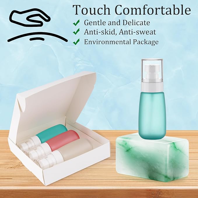 Fine Mist Travel Spray Bottles, 3-Pack，2.5oz/75ml | Twist Caps, Seal Rings, Textured Grip, Refillable, TSA-Compliant