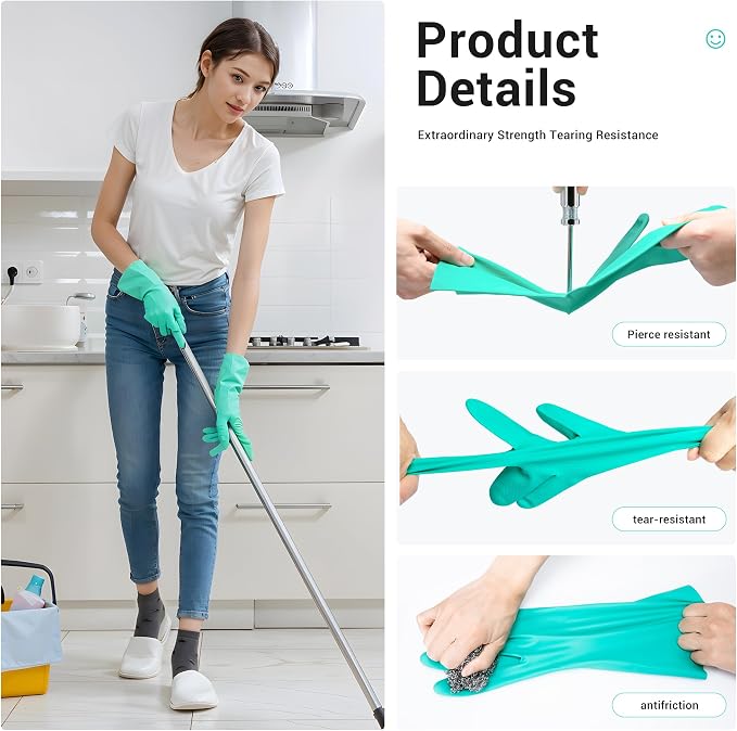 ThxToms Chemical Resistant Nitrile Gloves, Latex Rubber Free, 1 Pair, XL | 15mil,Reusable Heavy Duty Diswashing Gloves, Resist Household Acid, Alkali, Solvent and Oil, Skin-Friendly & Anti-Slip Design