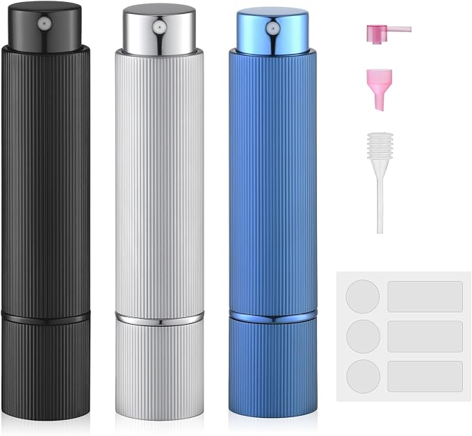 Lulupack Travel Perfume Bottle Refillable - Cologne Spray Atomizer Mini - Small Travel Size Sprayer Empty for Refill Sample Container - Portable Fragrance Decant Dispenser for Men Women 3PCS 8ml Blue