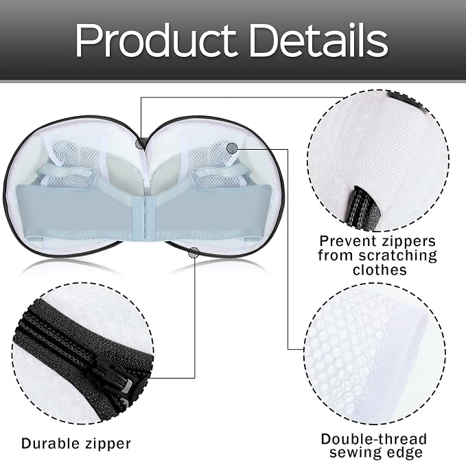 Shappy 6 Pcs Bra Washing Bag for Laundry Storage Women 7.87 Inch Black | Mesh Wash Lingerie, Zipper Design, Guard Bras Deforming Tearing, Reduce Colors Bleeding, Packing Trip, Comfortable Portable