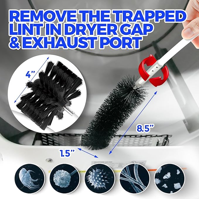 Holikme Dryer Vent Cleaner Kit - 35Ft Flexible Lint Brush for Deep Cleaning | Dryer Vent Cleaner Brush with Drill Attachment, Removes Years of Lint Buildup, Improves Airflow, Faster Drying & Fire Safety