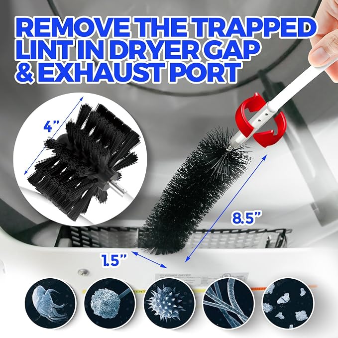 Holikme Dryer Vent Cleaner Kit - 32Ft Flexible Lint Brush for Deep Cleaning | Dryer Vent Cleaner Brush with Drill Attachment, Removes Years of Lint Buildup, Improves Airflow, Faster Drying & Fire Safety