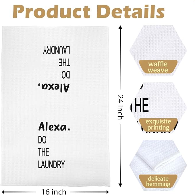 Funny Laundry Room Decor - Laundry Decorative Waffle Hand Towels for Washroom, Funny Hand Towels for Bathroom Decor, 16×24 Inches