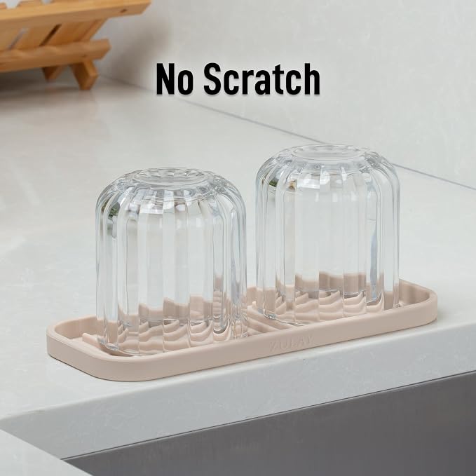 Zulay Kitchen (9x3.5) Silicone Sponge Holder for Kitchen Sink - Flexible Multipurpose Soap Tray - Sink Organizer for Kitchen, Bathroom, Makeup, Trinkets & More (Ivory)