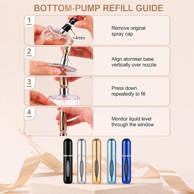 Travel Refillable Perfume Atomizer Bottles,5ml Mini Portable Spray Bottles for Travel Accessories,Multicolor Perfume Containers (5, 5 colors)