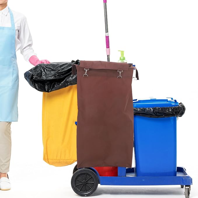 Hotel Housekeeping Trolley Bag Oxford Cloth Multi-Purpose Organizer | Large Capacity, Folding Design, Portable Storage, 27.5x15.3x11 in Size, Reusable for Shopping Carts