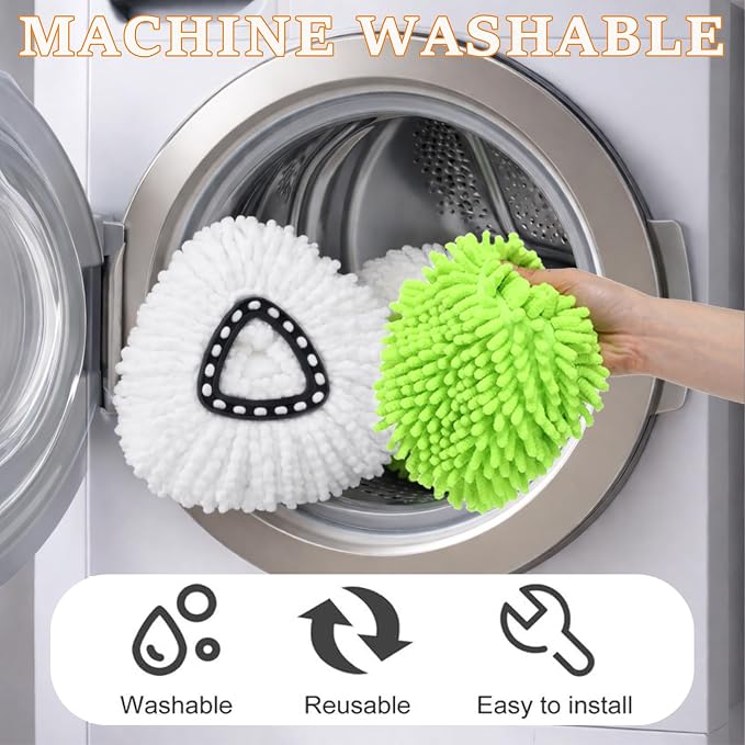 Mop Heads Replacement for Ocedar EasyWring 1 Tank Spin Mop Scrub Brush Head | Mop Replace Head for O cedar, Microfiber, Reusable, Machine Washable, Easy to Replace Scrubber Mop Head for O-cedar Spin Mop