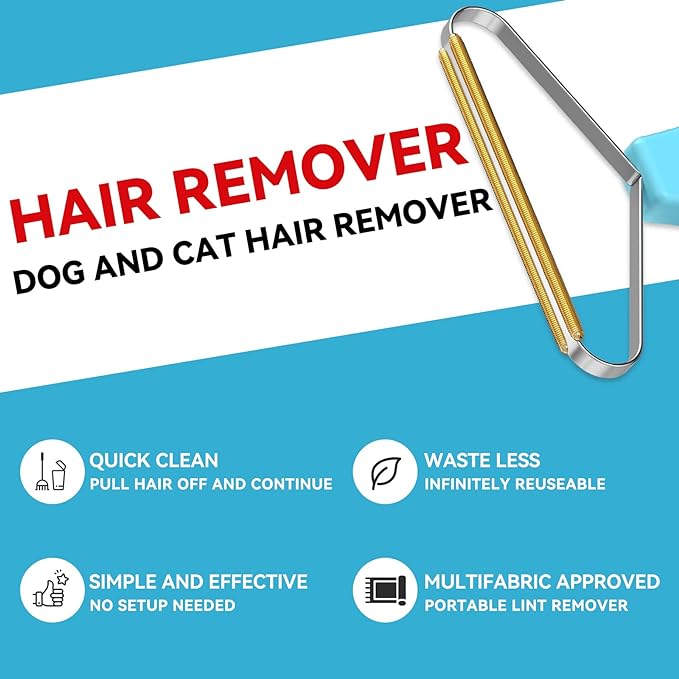Carpet Rake, Lint Remover, Pet Hair Remover for Dog Cat Fur & Carpets | Portable Lint Brush Shaver, Pet Hair Removal Tool, Works on Car Mat Couch Pet Bed Furniture Rug, Removes Fur Effectively