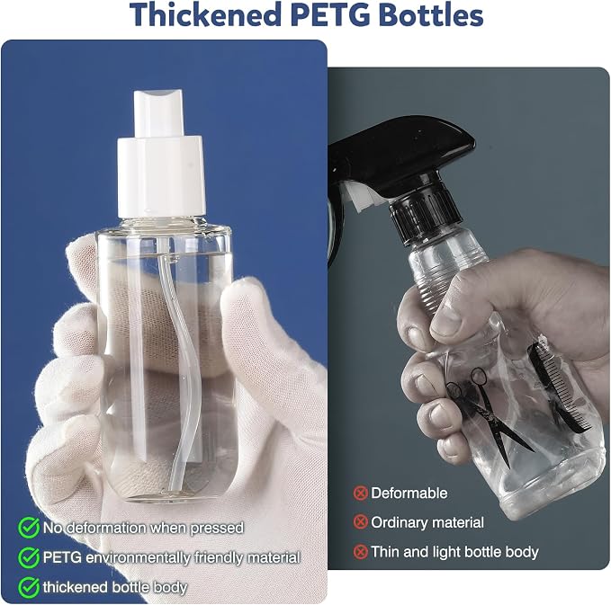 Bynccea Small Spray Bottle Travel Size 3.4oz/100ml Plastic Mini Bottle Set - Fine Mist Mini Empty Spray Bottles - Refillable Spray Bottles for Cleaning Solutions, Perfume, Liquid Cosmetics