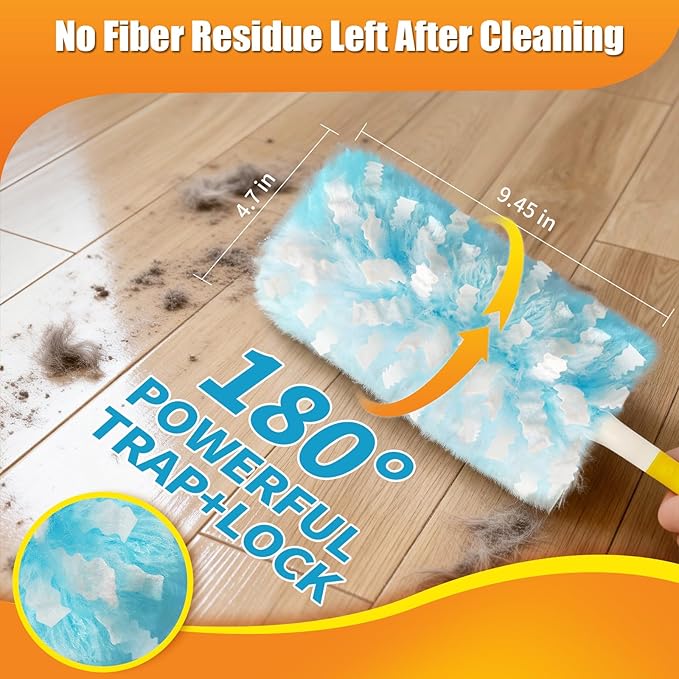 120 Count Duster Refills Compatible with Swiffer Duster, 180° Disposable Multi-Surface Microfiber Cleaning Dusters, Unscented