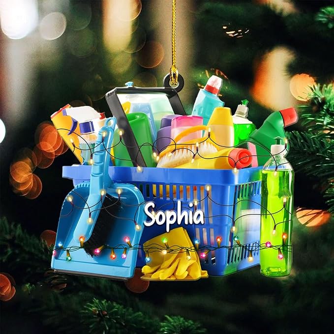 Personalized Cleaning Tools Ornament, Custom Housekeeping Christmas Tree Decoration, Holiday Keepsake Gift for Cleaners, Janitors, Pressure Washers, Housekeepers, Maids and Cleaning Lovers (CT9)