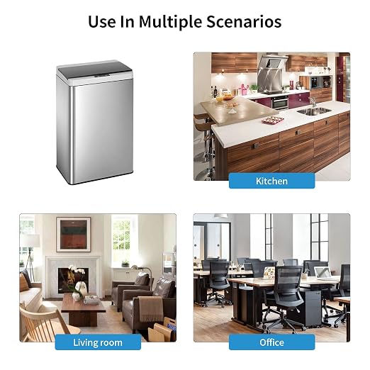 Stainless Steel Automatic Trash Can - 13.2 Gallon Motion Sensor Garbage Can with Soft Close Lid for Kitchen/Home Office (Silver)
