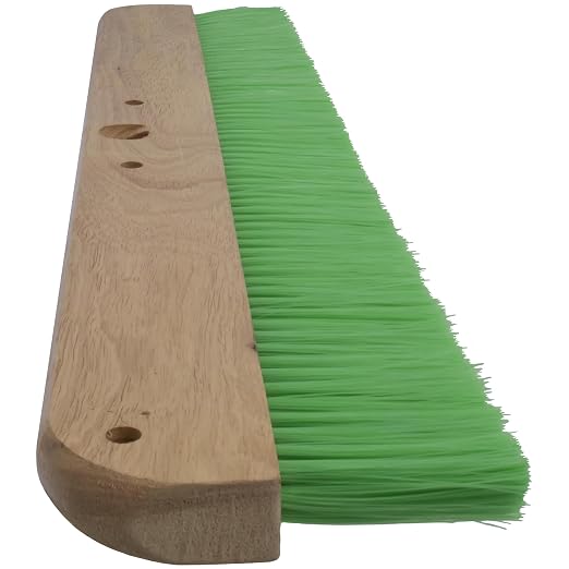 MARSHALLTOWN Wood Backed Concrete Broom, Finishing Tool, Assembled in USA | Memory-Resistant Green Nylon Bristles, Concrete Brush, Lacquered Hardwood Block, Threaded Hole, Light Texture Finish, 6562