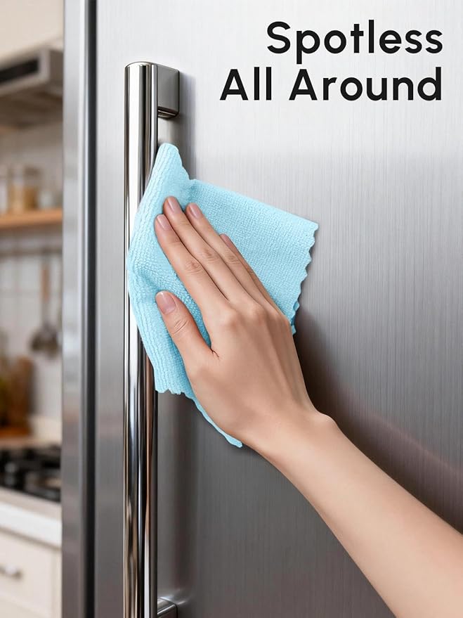 Microfiber Cleaning Cloths Roll 75 Pack 12x12 Inch Lint Free | Tear away design, lint free, washable, scratch free, ultra absorbent, for dish rags and household cleaning, blue color