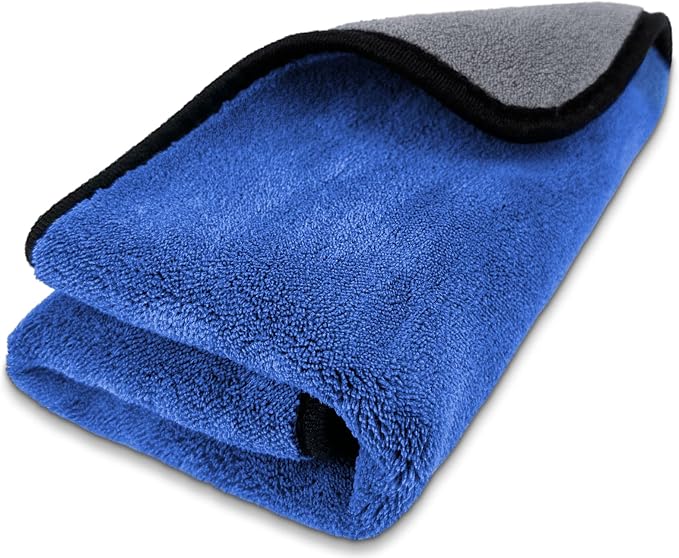 Airlab Microfiber Towels Cars Wash Drying Cleaning Cloth, Navy Blue & Grey | Thick Plush Auto Detailing Super Absorbent for Interior & Exterior Lint Free, Streak Free, 35 x 24 Inch, Pack of 1