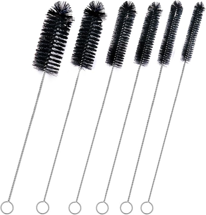 Brush Family Straw Cleaner Brush Set 6 Pieces | 12" Long Pipe Tube Bottle Brushes for Cleaning Narrow Neck Bottles,Coffee Maker,Glass Cups