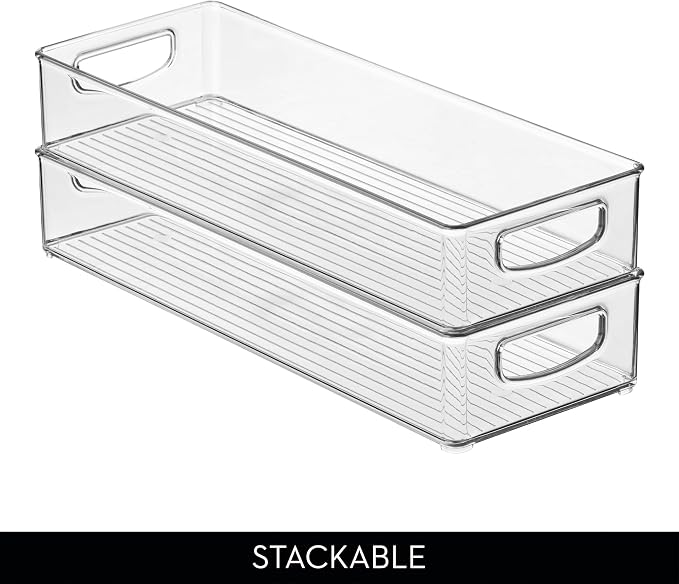 iDesign Slim Extra Long Clear Storage Bin, 4-Pack