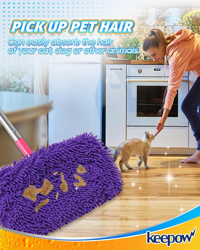 8Pcs Reusable Microfiber Mop Pads Compatible with Swiffer Sweeper Mop | Replacement Wet Mopping pad Refills & Washable Dry Sweeping Cloths for Surface/Hardwood Floor Cleaning